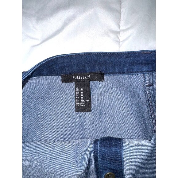 Forever 21 Womens Blue Denim Button-Front A-Line Skirt Size M - Picture 2 of 5